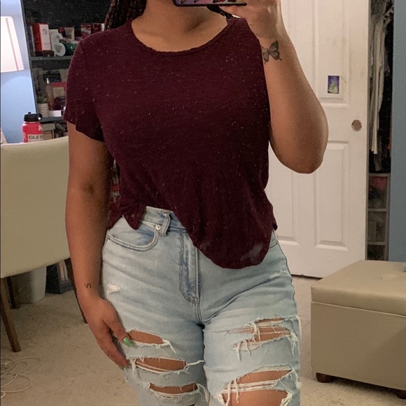 American Eagle Outfitters Tops - AEO soft & sexy maroon tee